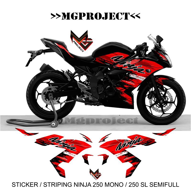 Striping Stiker Motor Kawasaki Ninja 250 mono Sl / Sticker Variasi Motor Ninja Mono 250 Sl