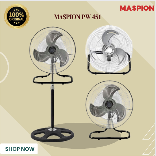 KIPAS ANGIN MASPION POWER FAN PW 451 3IN1/PW451/PW-451/KIPAS ANGIN BERDIRI 18 INCH/ORI GARANSI RESMI