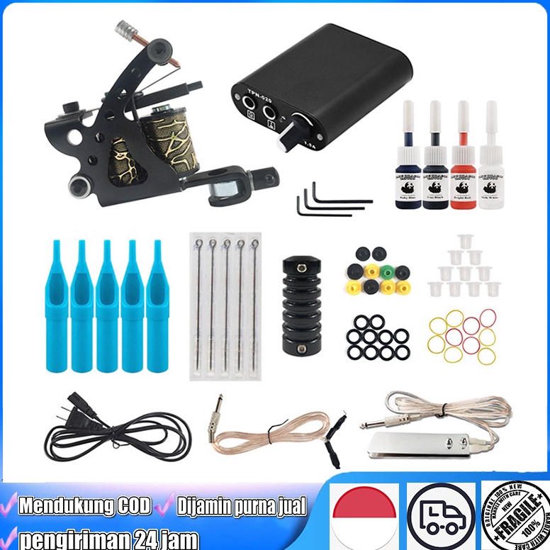 TERBARU peralatan tato mesin tato mesin tato starter kit kit tato untuk pemula tato bordir kit mesin