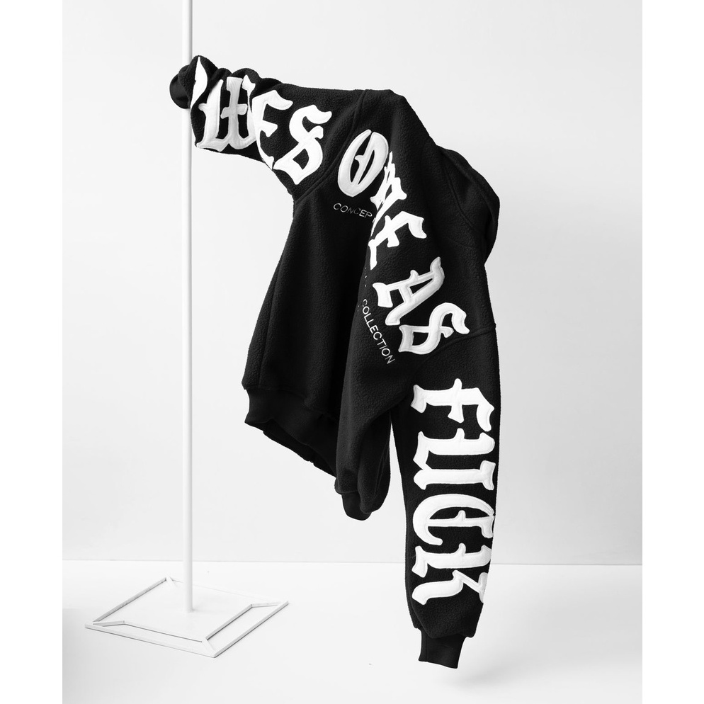 ART J12P Awesome As F Jacket Sherpa BlackHitam Casual by Ekyu