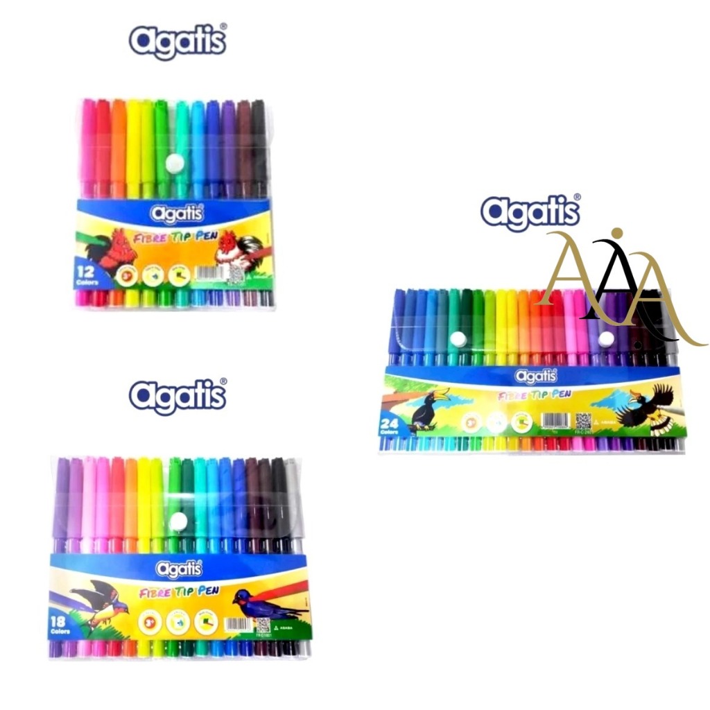 

AGATIS FIBER TIP PEN 12 18 24 WARNA (WASHABLE COLOR PEN)