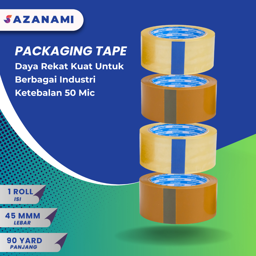 

Lakban bening 2" Inch 90 Yard Sazanami Lakban Coklat Bening