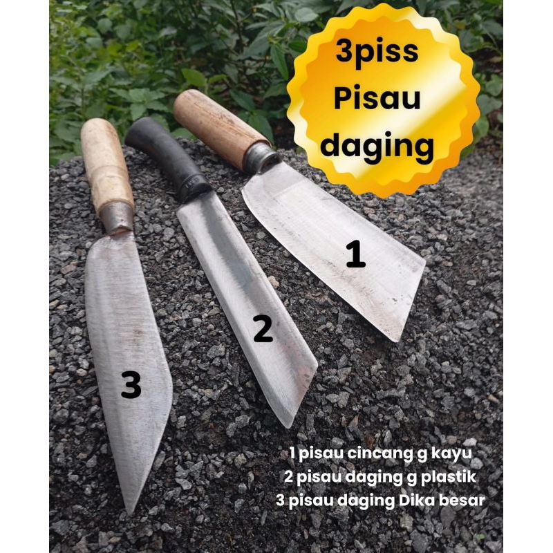 3Pcs pisau daging,pisau cincang baja tajam dan kuat