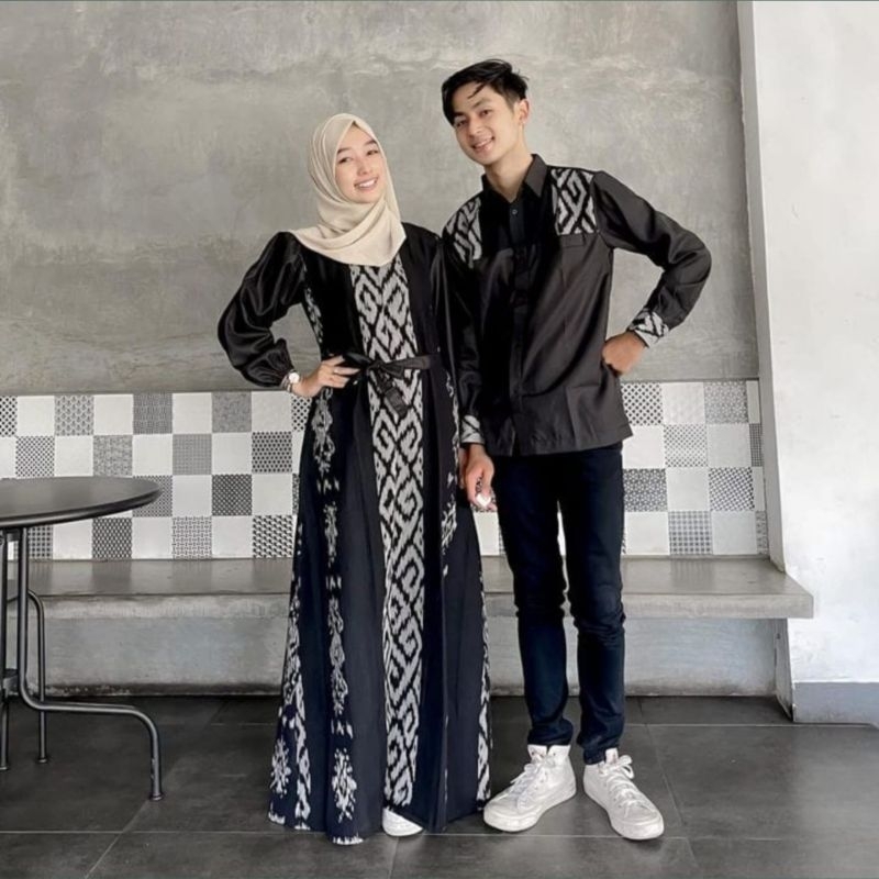 Naqira Gamis Tenun Couple - Baju Tenun Couple Keluarga - Tenun Couple Set - Couple Tenun Pasangan - 