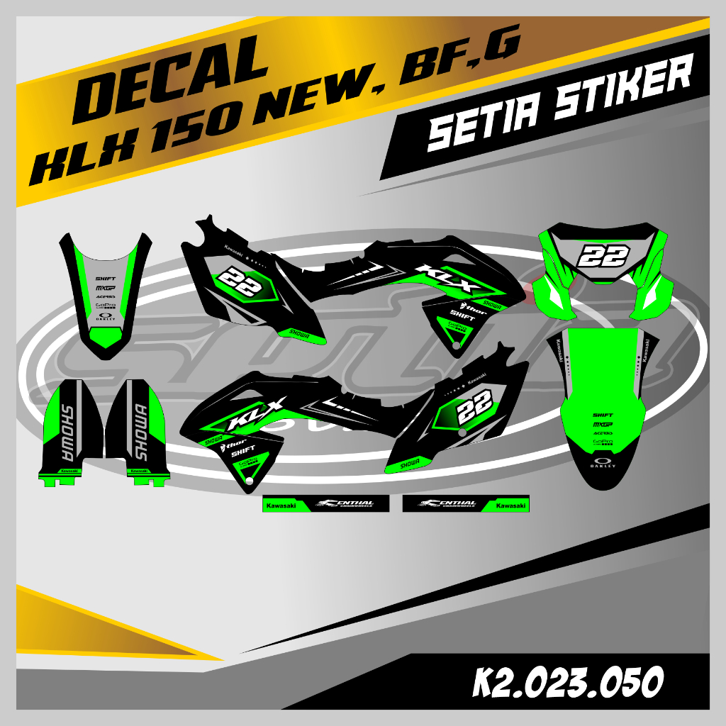 DECAL KLX BF 150 NEW, G, SE, WARNA HIJAU, KEREN, SIMPLE, STIKER SUPERMOTO TRAIL, DESAIN BEBAS CUSTOM