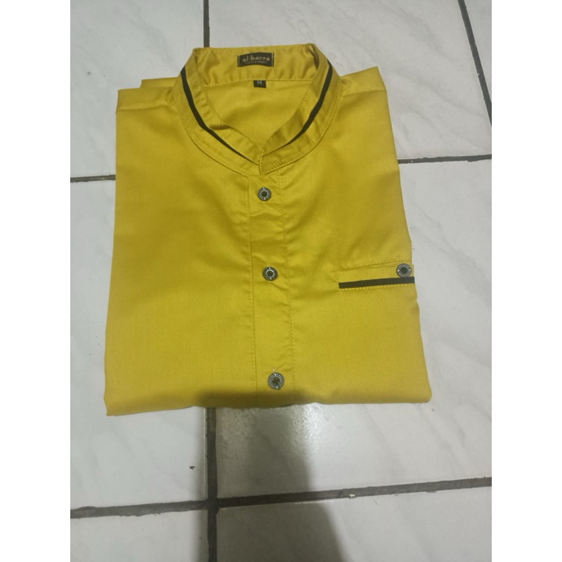 Baju Muslim Koko Kurta Couple ayah anak Warna Lemon - Koko Kurta Couple Warna Kuning