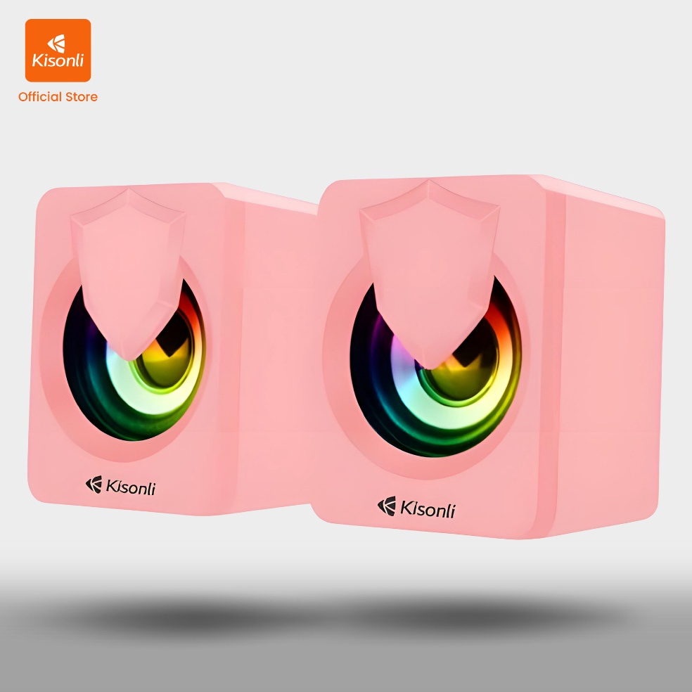 PALING DIMINATI KISONLI Speaker KomputerLaptop L13 LED RGB Light With Switch Volume Control  Pink