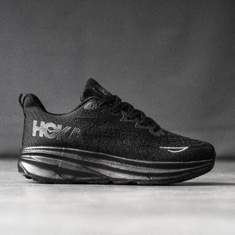 Hoka Clifton 9 All Black / Full Black Running Shoes Original - Sepatu Hoka Original