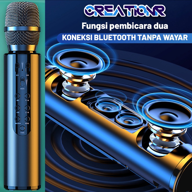 SIAP KIRIM Mic K6 Mic Wireless Wireless Bluetooth Karaoke Player Mikropon Speaker Super Bas Ktv