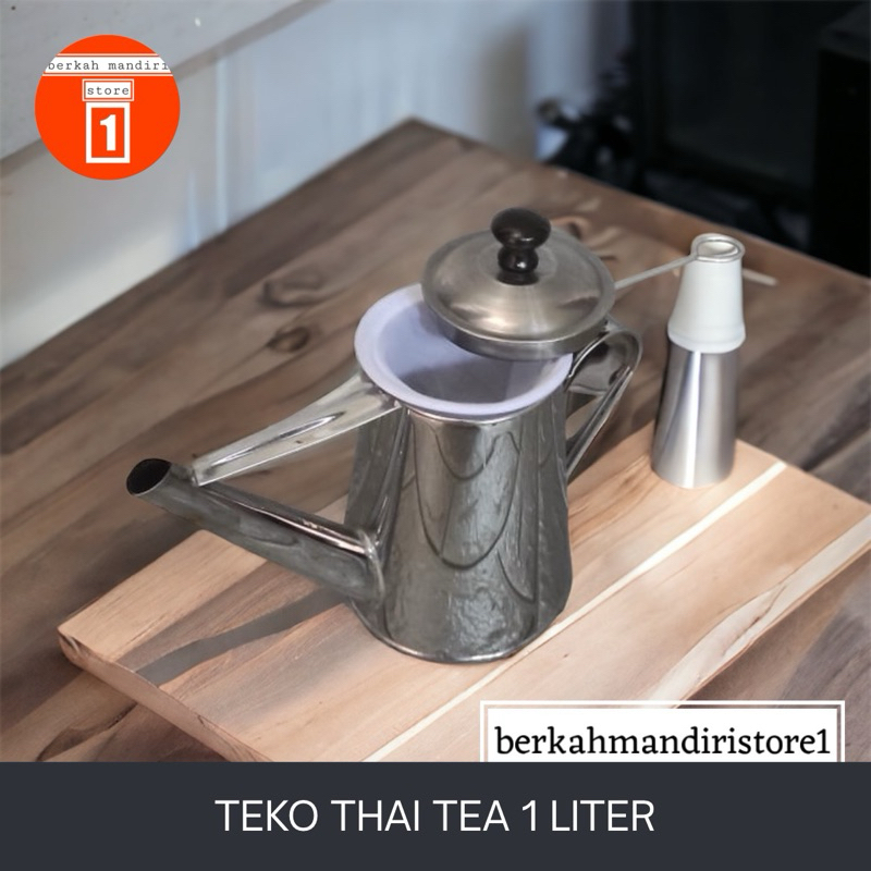 Teko Thai Tea 1 Liter Stainless Set Saringan