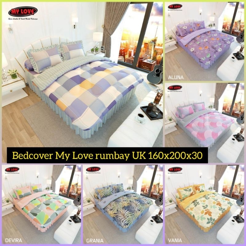 Bedcover Set 160x200 My Love Rumbai / Satu set Bedcover My Love 160x200 Tinggi 30  Cm  /  Bed Cover