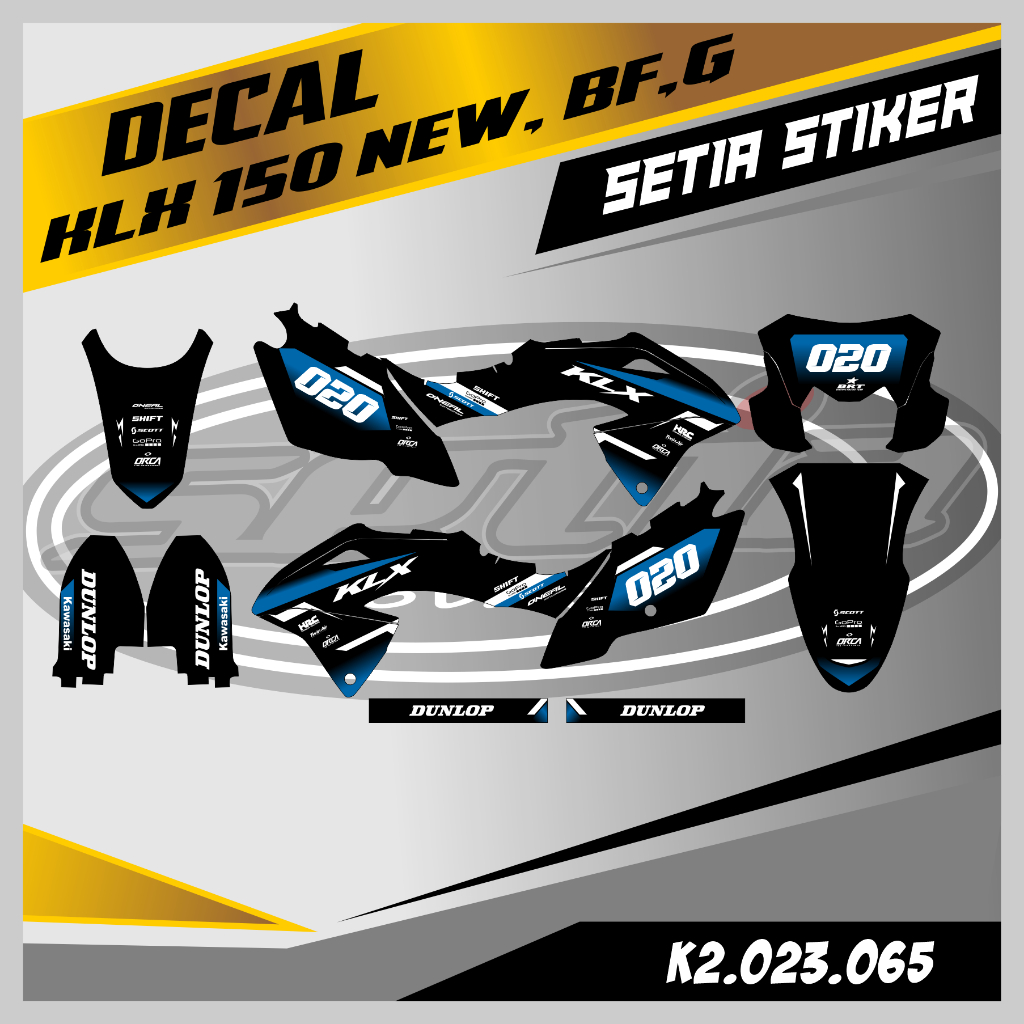 DECAL KLX BF 150 NEW, G, SE, FULL BODY,  WARNA BIRU, KEREN, SIMPLE, STIKER SUPERMOTO TRAIL, DESAIN B