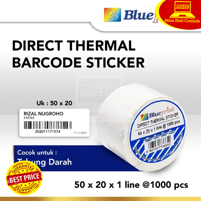 

Kertas Stiker Label Barcode Blueprint 50 x 20 ( 1 Line)