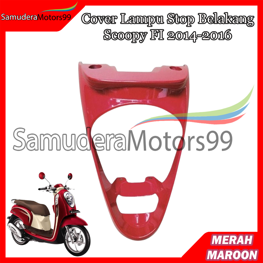 Cover Lampu Stop Belakang Honda Scoopy Karbu FI 2013-2016 Merah Maroon