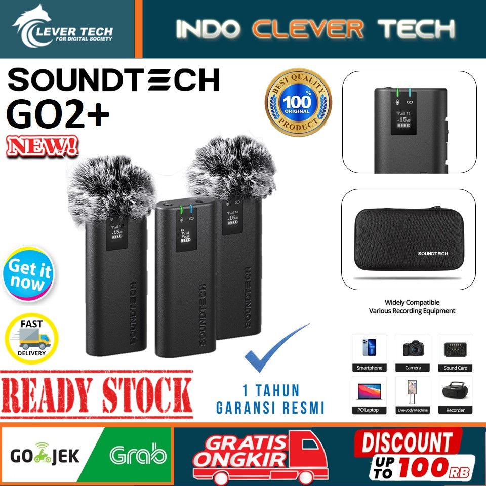 SOUNDTECH GO2+ Wireless Microphone 2.4Ghz Dual-Channel Omni Lavalier - SOUNDTECH GO2
