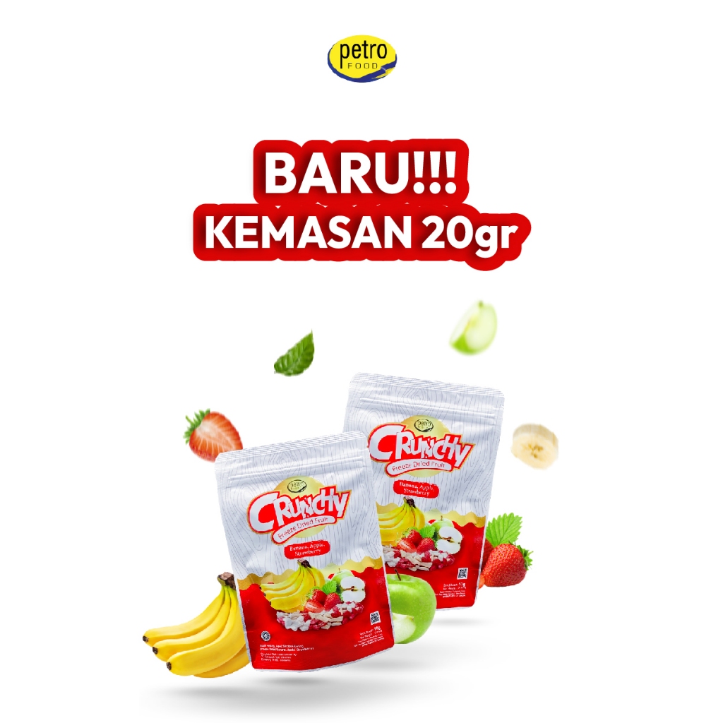 

Buah Kering Crunchy Freeze Dried Fruit Pisang, Apel, Stroberi 20gr | Toping & Camilan Buah Kering