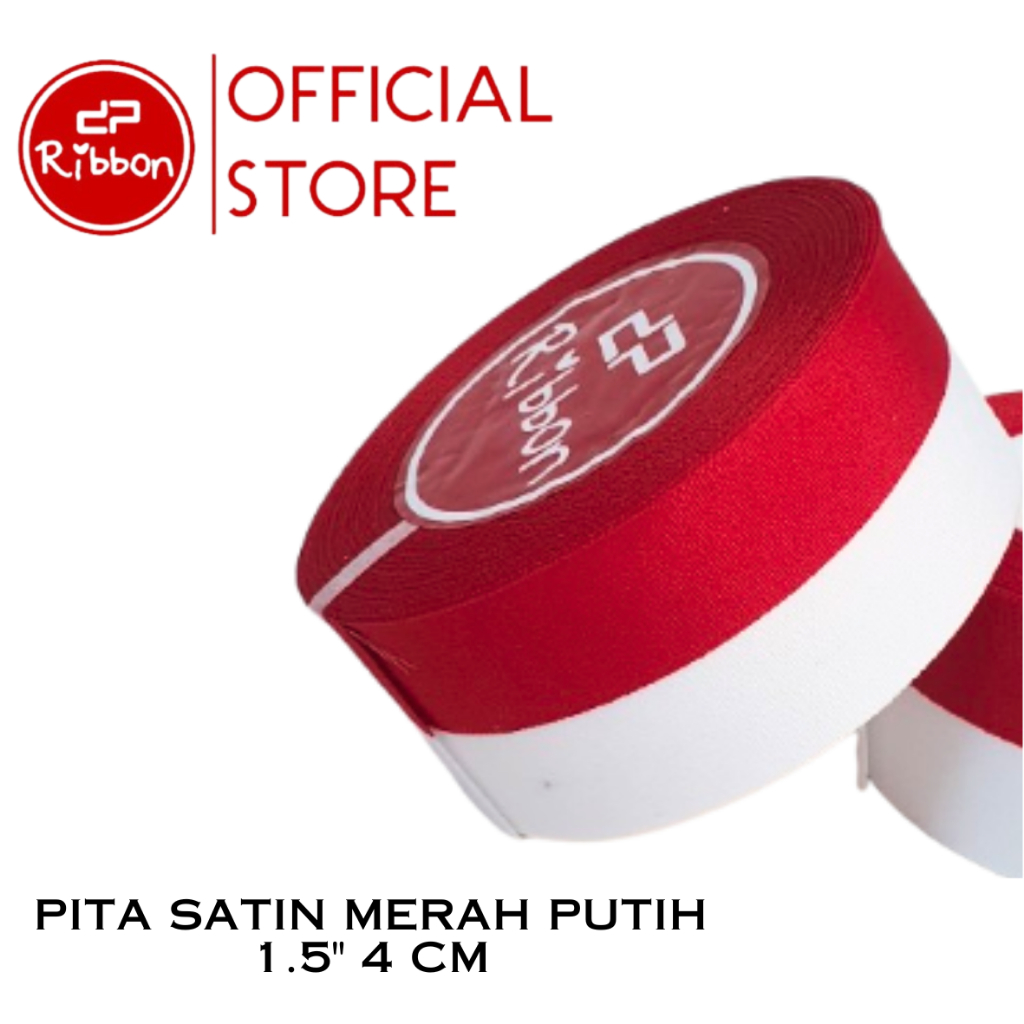 

Pita Satin MERAH PUTIH 1.5" 4 cm Saten 1.5 Inch Kain Polos Souvenir Garmen Parcel Hampers Per ROLL