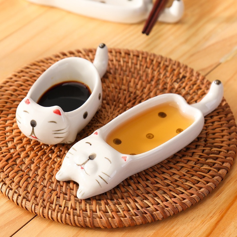 Sauce Plate Cute Ceramic Piring Saus bermotif kucing