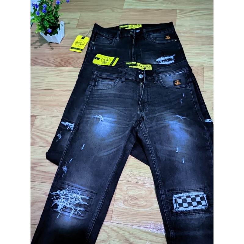 Celana Jeans Black Viper , celana jeans Black Baguer, celana sobek pria
