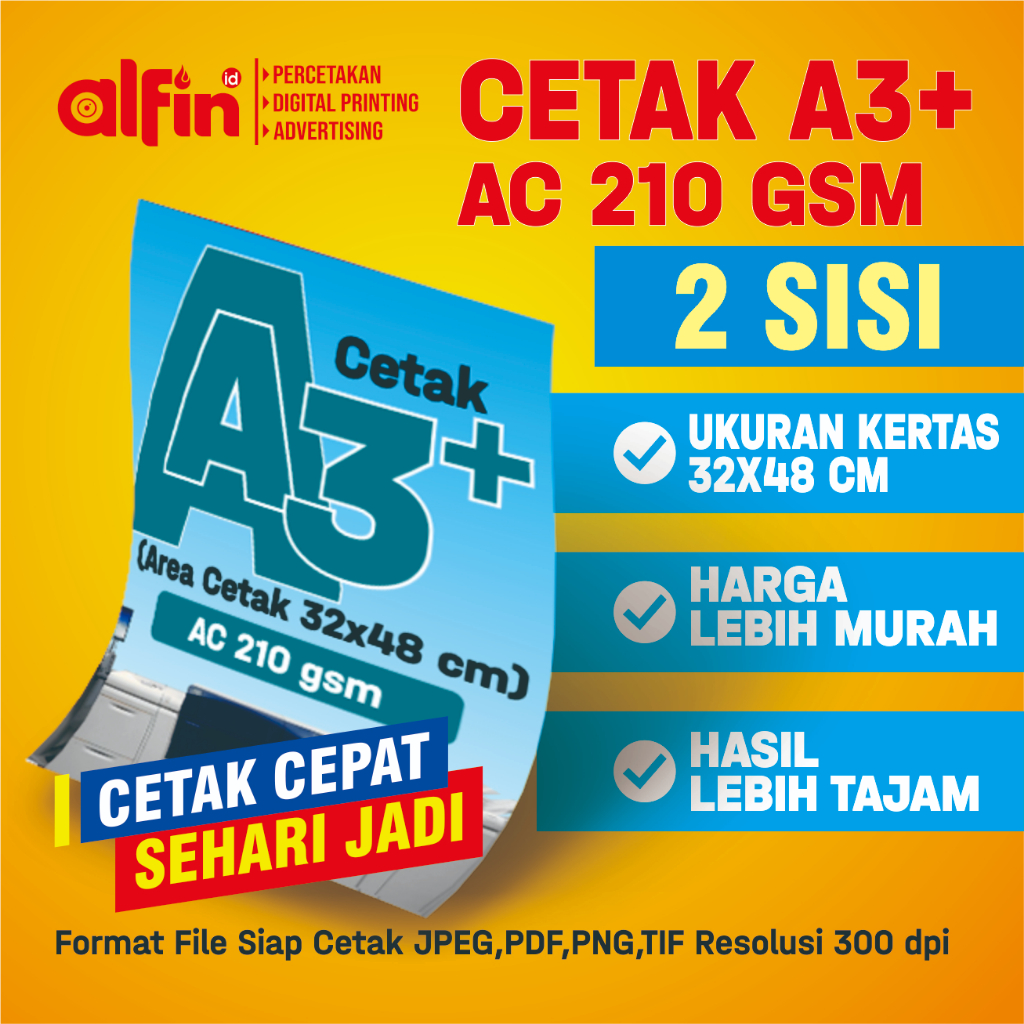 

CETAK A3+ ART CARTON 210 GSM [ 2 SISI ] MURAH / POSTER/COVER BUKU