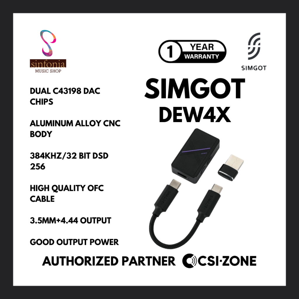 SIMGOT DEW4X Dual C43198 Portable USB Type C DAC / Amplifier