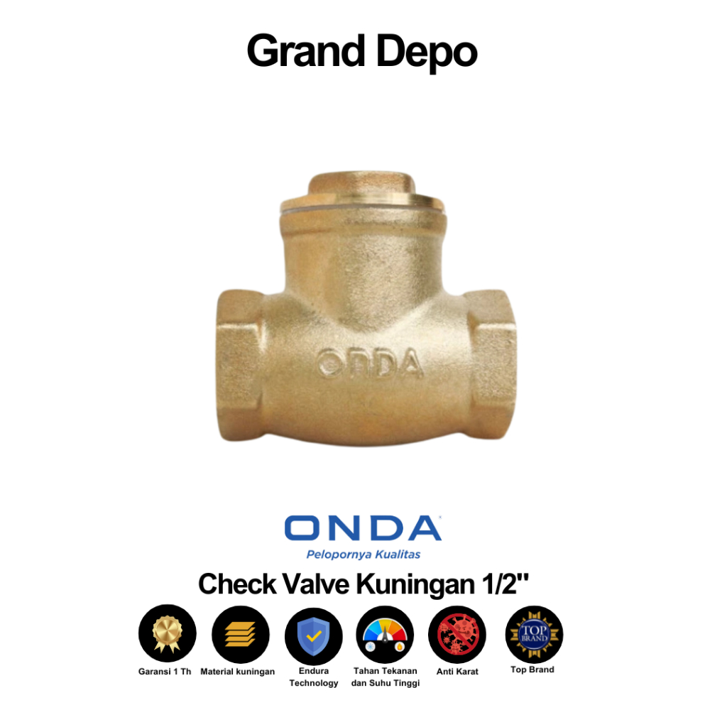 Onda Check Valve Kuningan 1/2" / Check Valve 1/2" / Swing Check Valve Onda