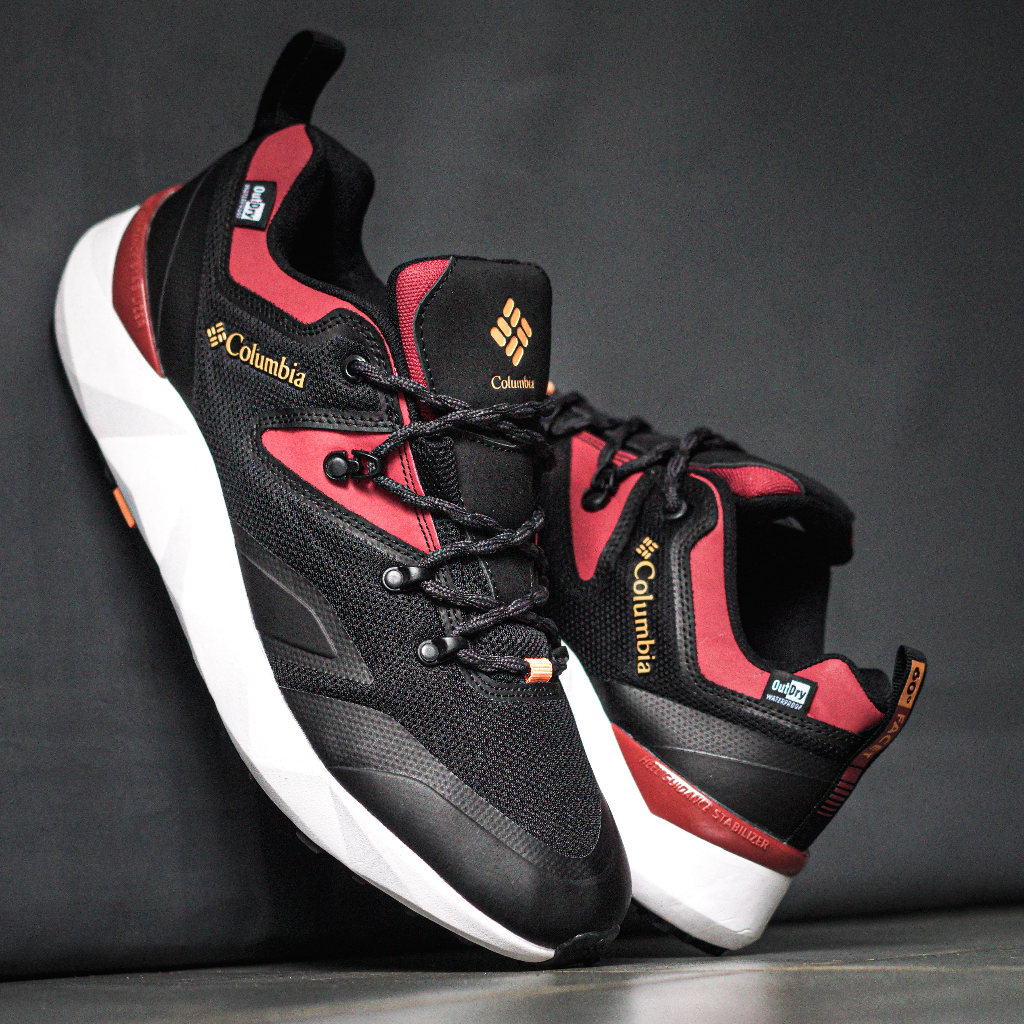 SEPATU PRIA CASUAL COLUMBIA FACET 60 LOW OUTDRY BLACK RED COCOK UNTUK CASUAL