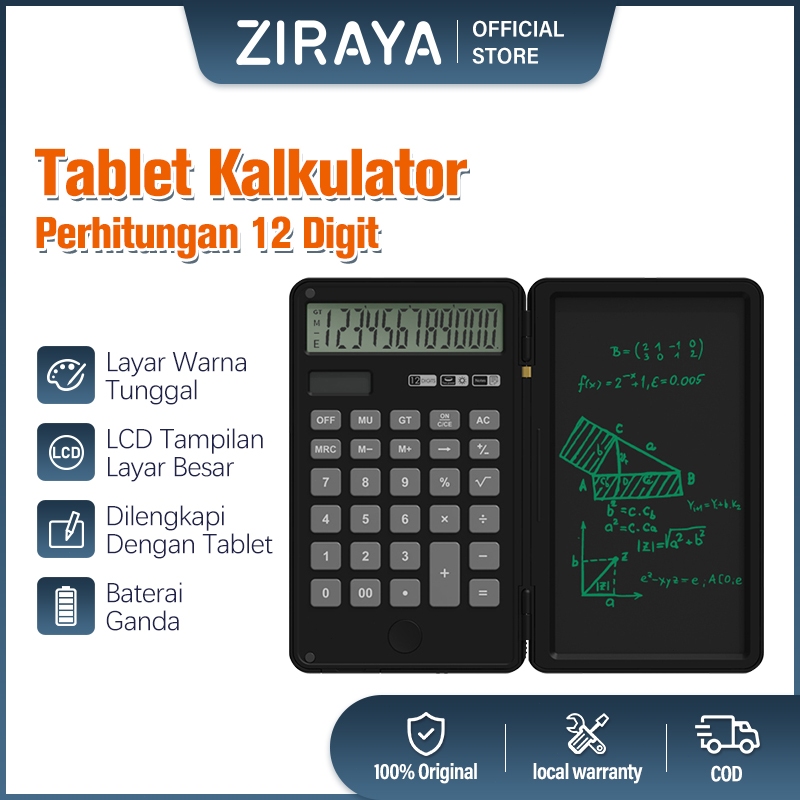 

ZIRAYA Kalkulator Scientific Mini Calculator 12 Bit With Lcd Drawing Writing Tablet