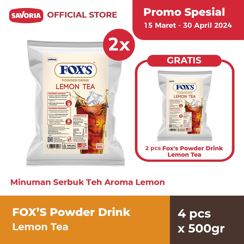 FOX'S Lemon Tea Powder Drink 4 Pcs x 500g