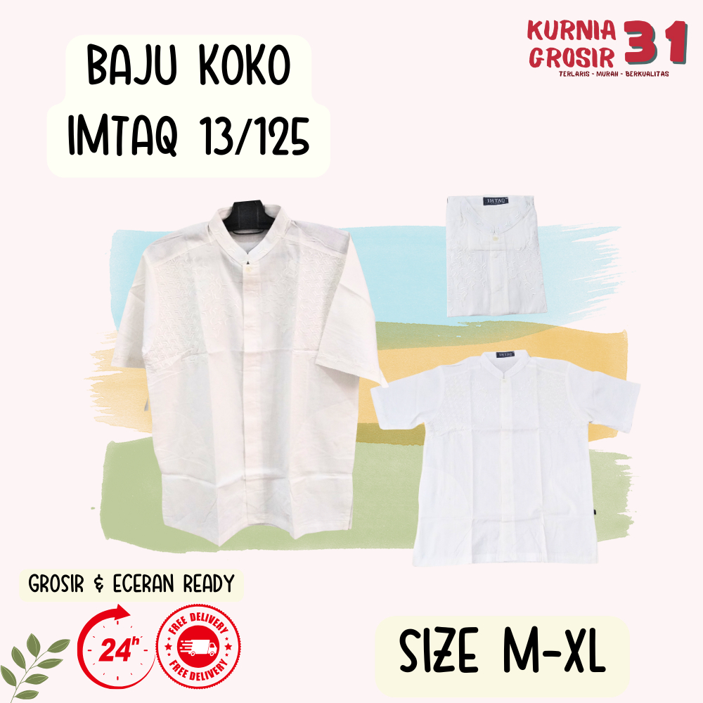 Baju Koko Lengan Pendek IMTAQ 13-125 / Baju Koko Pria Dewasa / Baju KOKO Ukuran M-XL
