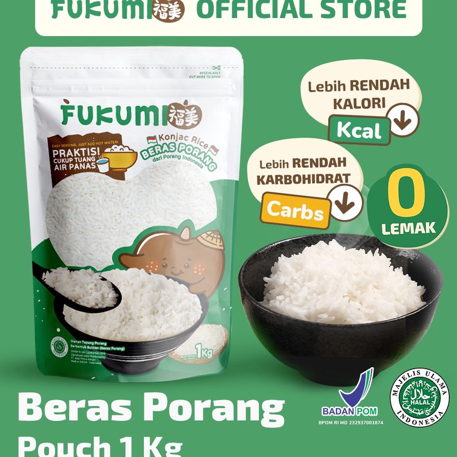 

C6369 FUKUMI BERAS PORANG POUCH 1KG Fukumi Shirataki Beras Konjac Rice Diet Pouch 1 Kg