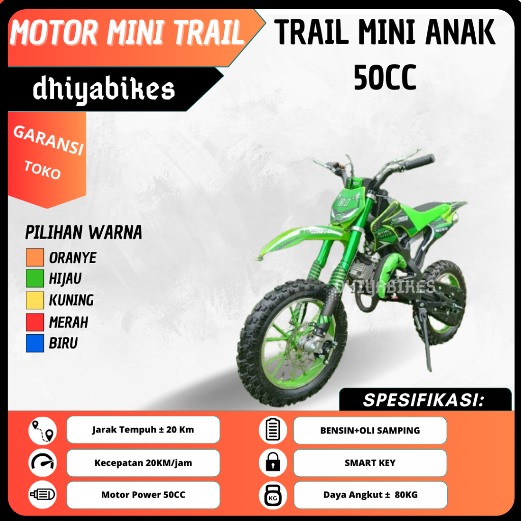 motor mini trail anak 50cc pc moto