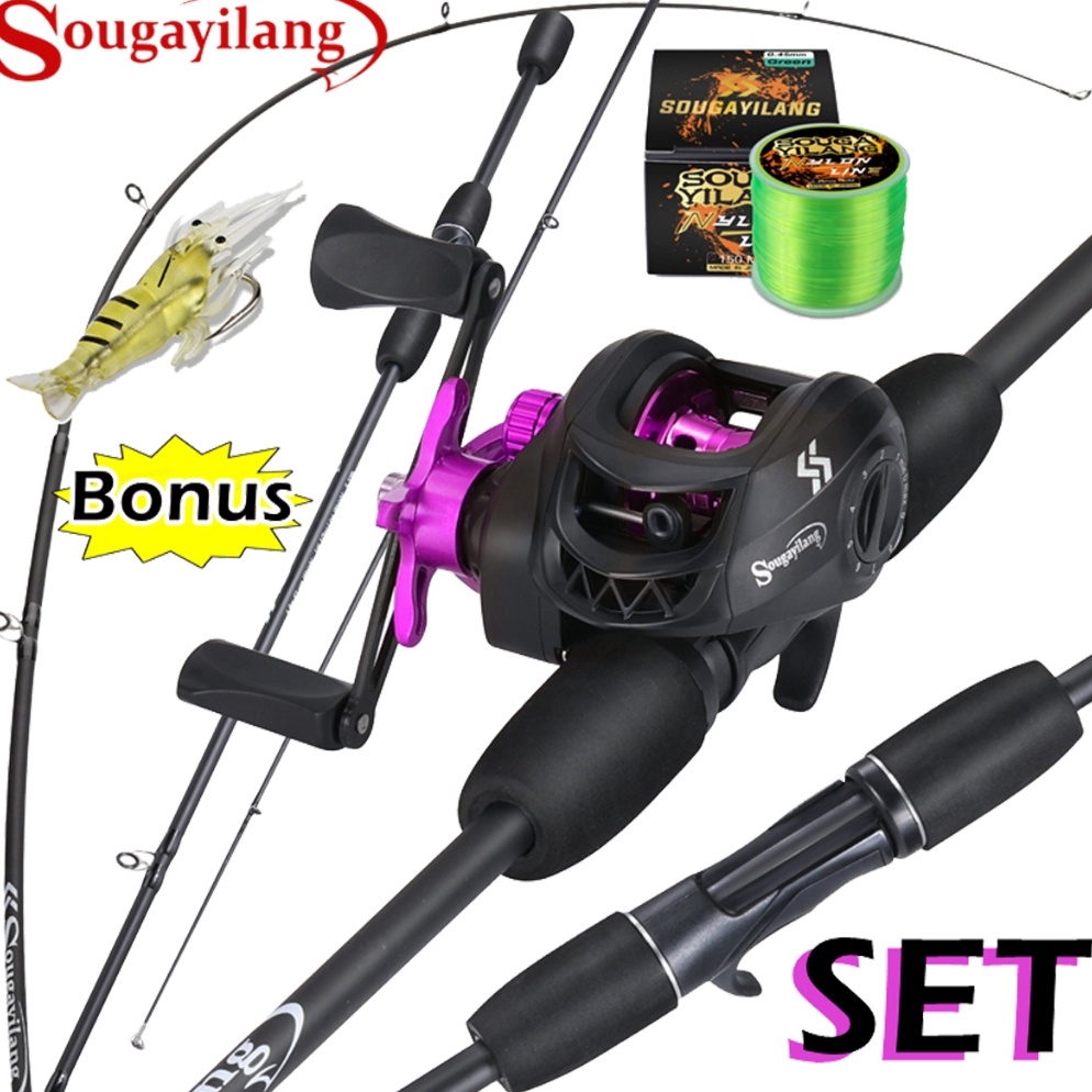 AMA187 Terlaris Sougayilang Joran Pancing Full Set 18M 51LB 721 Joran BC Set Reel BC Joran UL Carbon