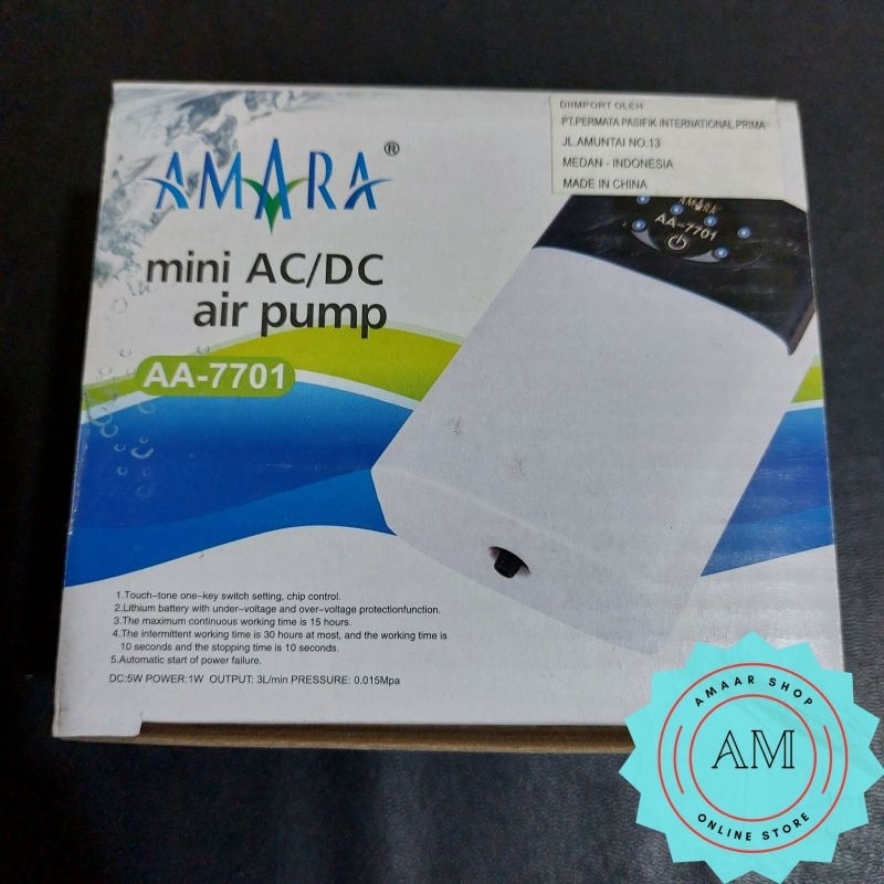 MESIN AERATOR ACDC AMARA AA-7701 / AMARA POMPA UDARA AC DC AERATOR AQUARIUM AA 7701 / MINI AC DC AMA
