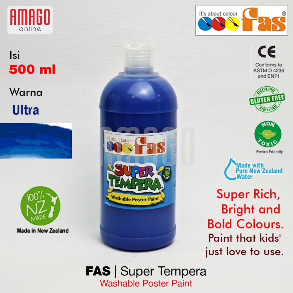 

FAS Super Tempera Washable Poster Paint - 500 ml - Ultramarine - 051