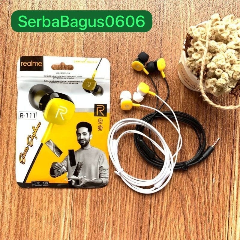 Realme Headset Handsfree Buds R111 Earphone Stereo Mega Bass