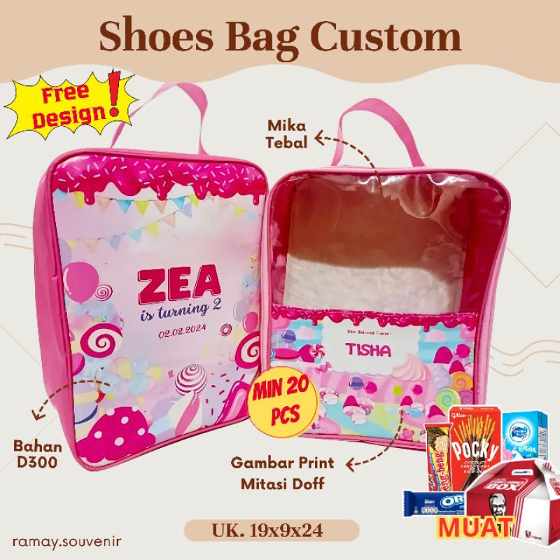 SHOES BAG CUSTOM MURAH/TAS ULTAH SHOES BAG/COD/TAS ULTAH ANAK CUSTOM/SOUVENIR ULTAH CUSTOM/TAS ANAK 