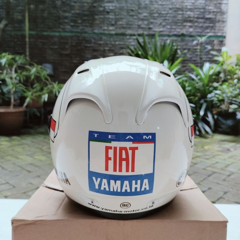 Helm Yamaha Jadul Fullface Team Fiat Putih Ori (NOS, GENUINE, BARU) Helmet Kuno Full Face Tim White YGP Yamaha Genuine Parts Kondisi Overall Mulus