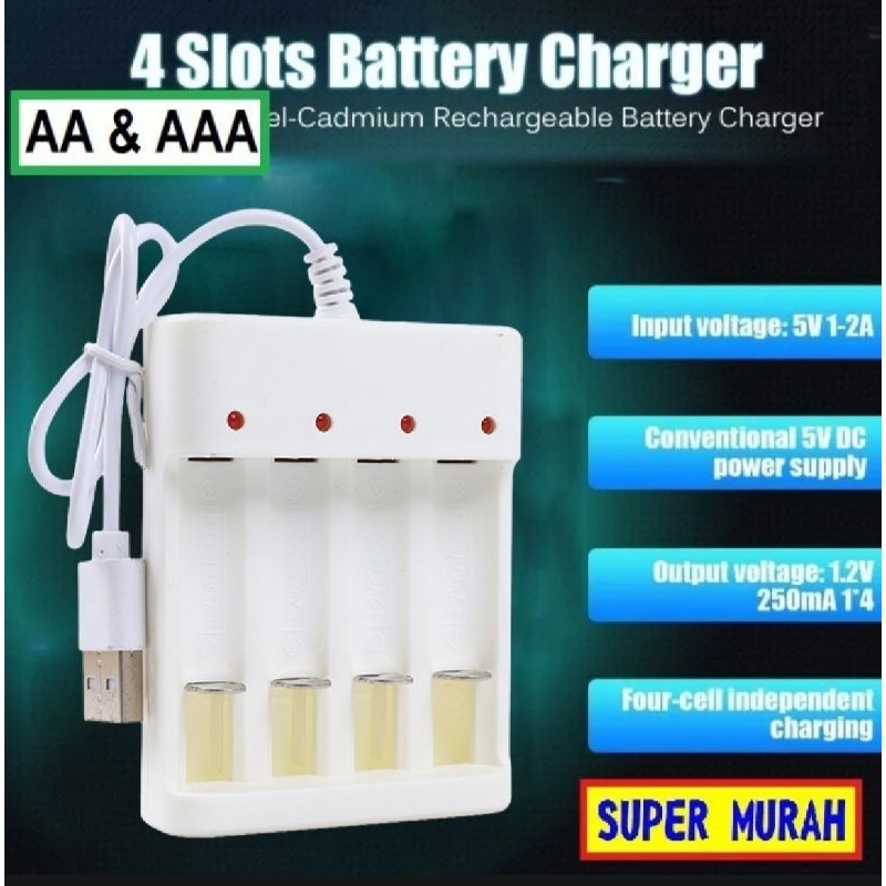 charger baterai usb AA AAA