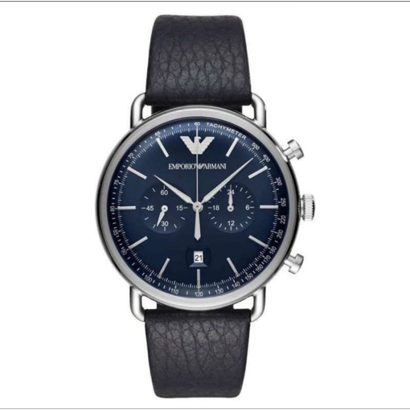 Jam Tangan Pria Emporio Armani AR11105 Chronograph Leather Strap Original