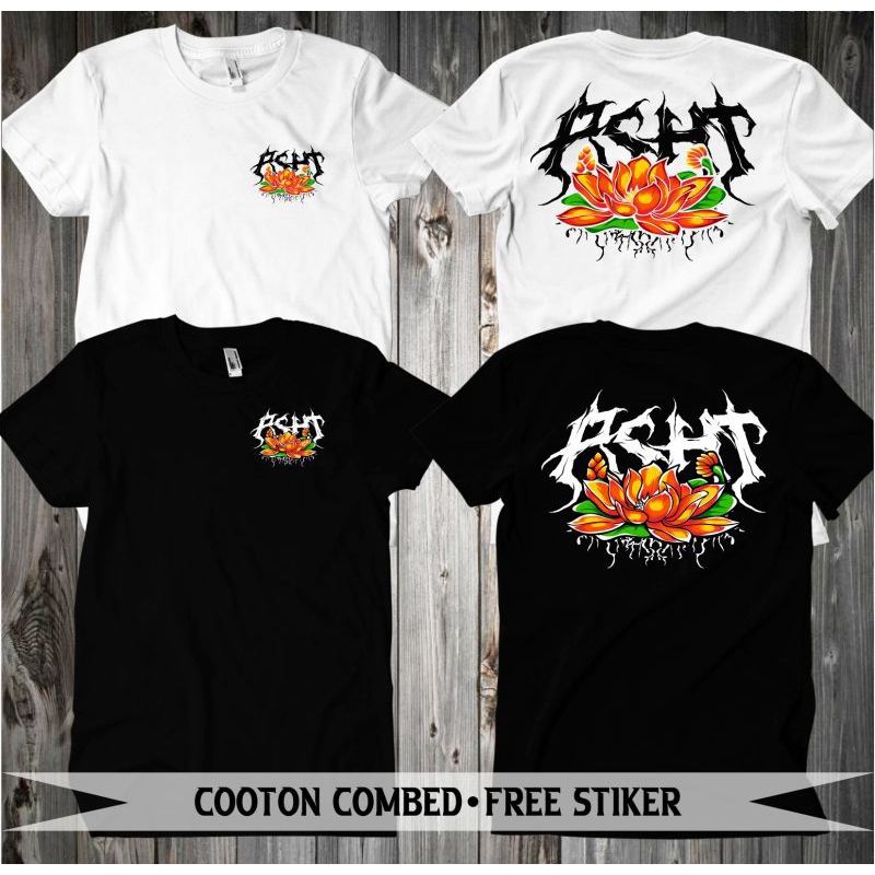 KAOS PSHT SH TERATE DISTRO BUNGA TULISAN METAL KAOS HATI BERSINAR HITAM PENDEK KAOS OBLONG PRIA WANI