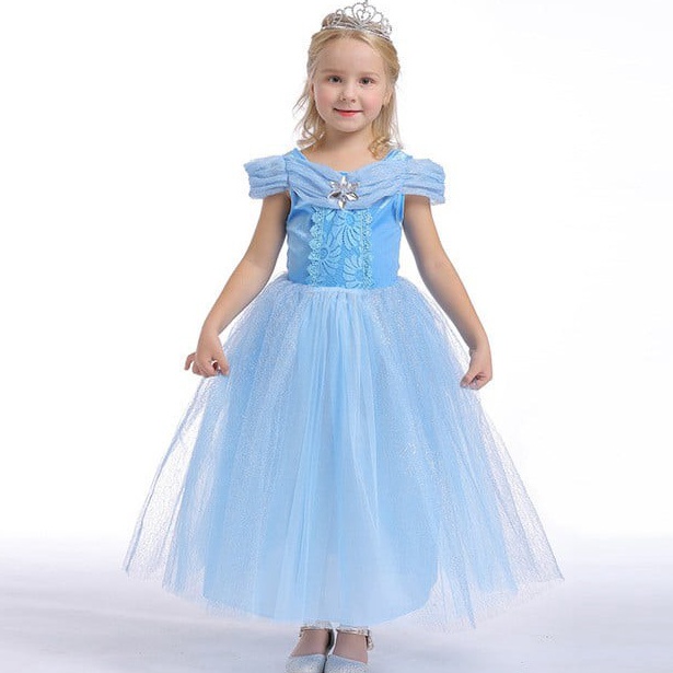 FOX917 XPRESS 1 set paket lengkap  dress Kostum Princess Cinderella  Gaun PRINCESS  mahkkota  tongka