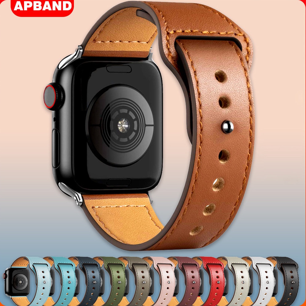 TREND TERBARU Leather Strap for apple Watch Ultra 2 Ultra 9 8 7 49mm 45mm 41mm 6 SE 44mm 4mm 38mm 42
