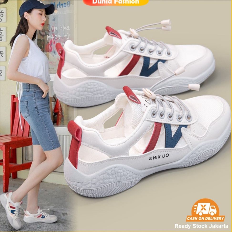 Paling Laris DUNIA FASHION DF 694 Sepatu Wanita Sneakers Wanita Putih Import Premium Quality Casual 