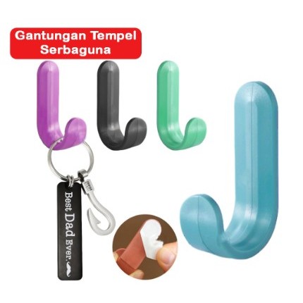 GANTUNGAN TEMPEL DINDING J SERBAGUNA HOOK J/GANTUNGAN LEMARI PAKAIAN
