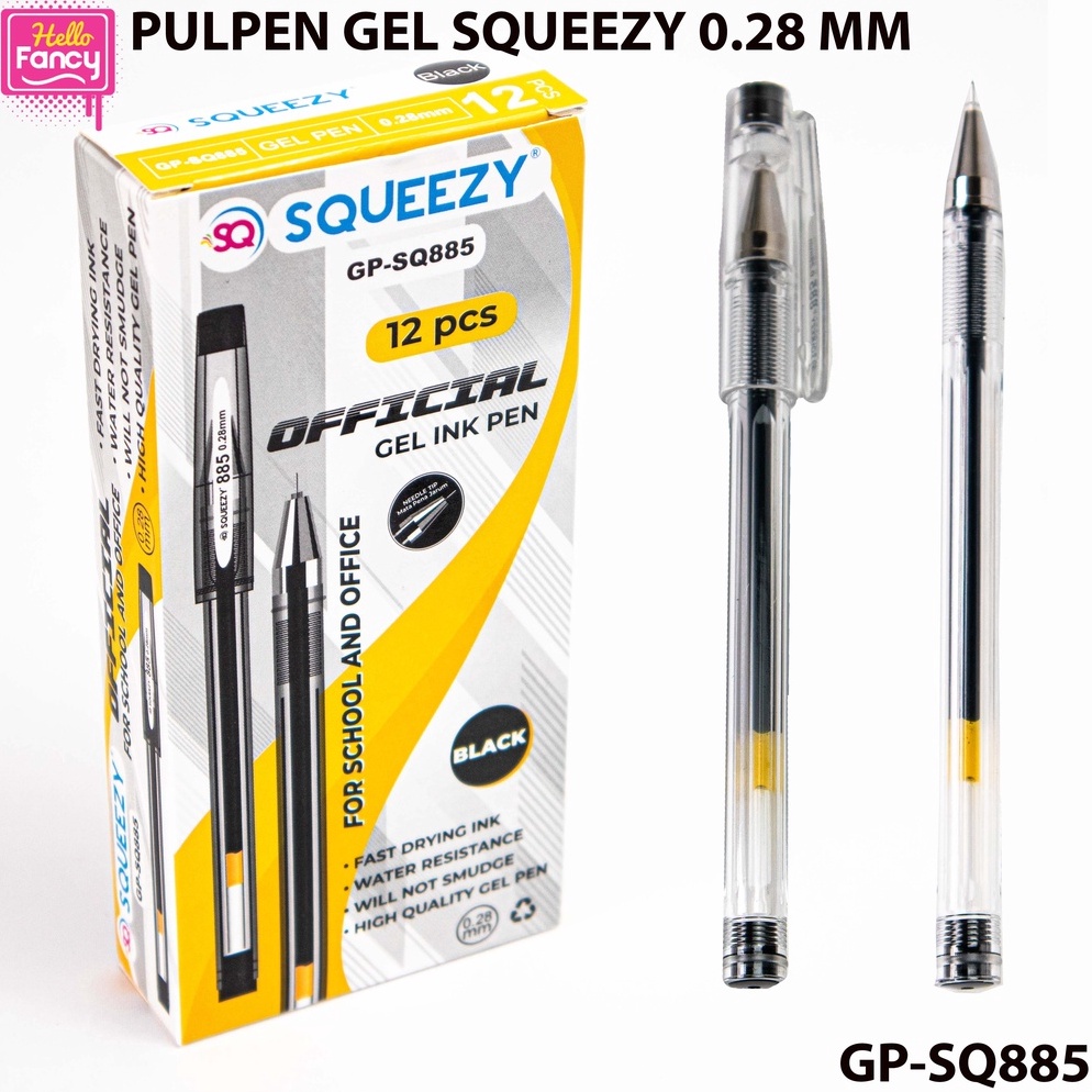 

Murah Gel Pen Pulpen Gel Pena Hitam Gell Pen 28 mm 1 Pak isi 12 Ps GPSQ885 GJ