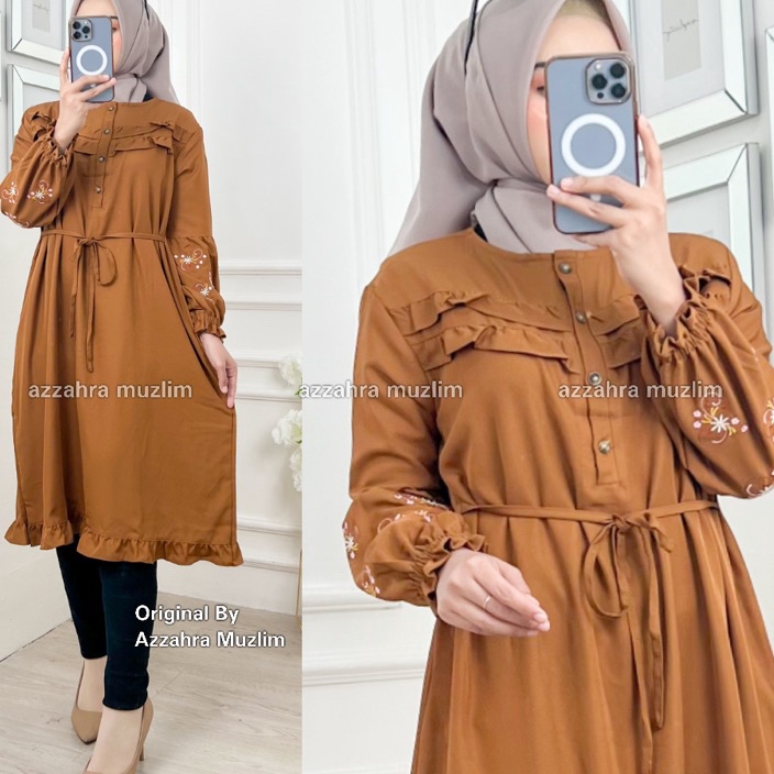 TERMURAH AM  Queen Tunik Wanita Shakila Bordir Ld 11 Atasan Muslim Wanita Busui  R13  3216423