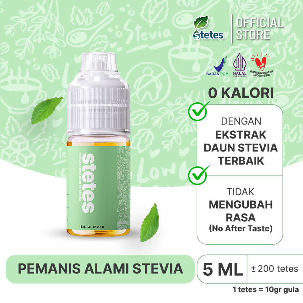 

STETES Stevia Pemanis Alami | Stevia Cair | Gula Diabetes | Gula Diet 0 Kalori