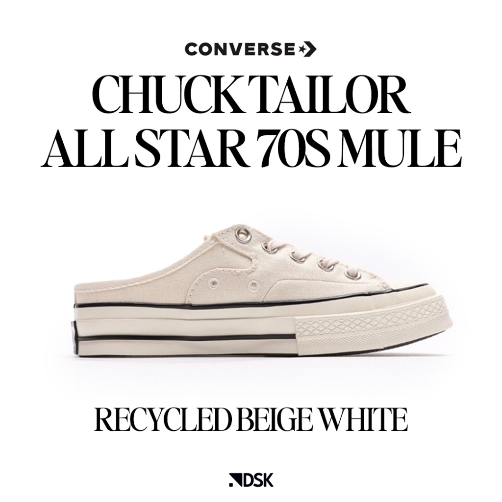 Converse Chuck Taylor All Star 70S Mule Recycled Beige White 100% Original Sepatu Slip on Pria Sepat