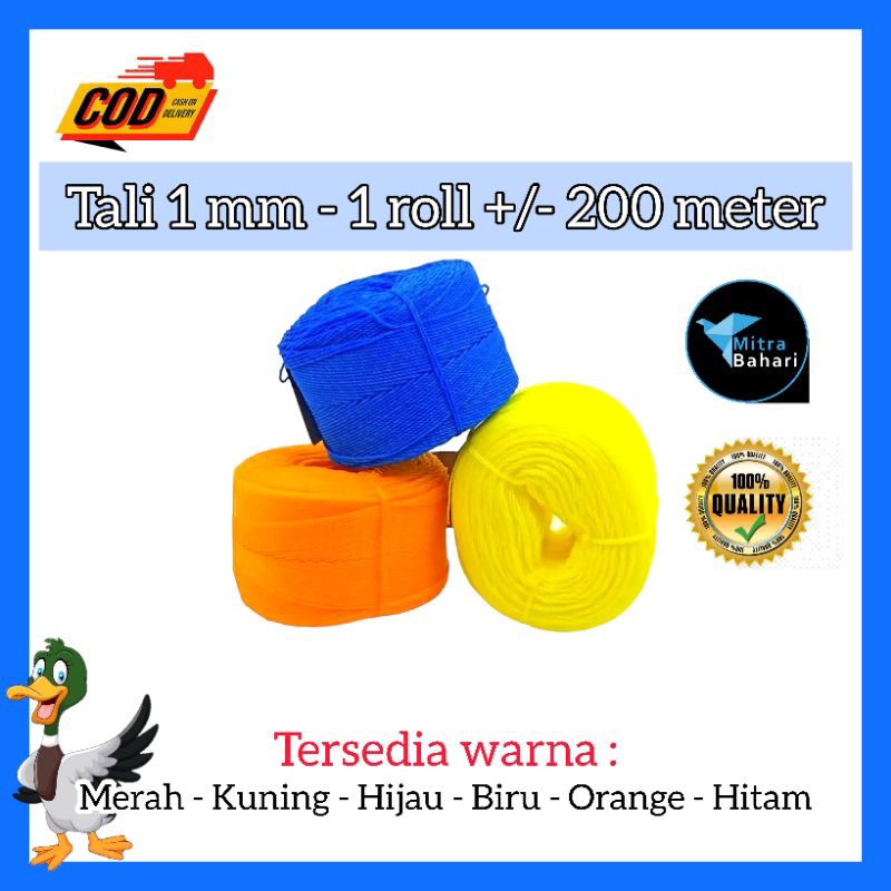 

TALI 1MM / TALI RIS JARING IKAN / TALI KECIL / TALI KERAJINAN / TAMBAMG 1 MM / TAMPAR 1MM / TALI TIMAH JARING